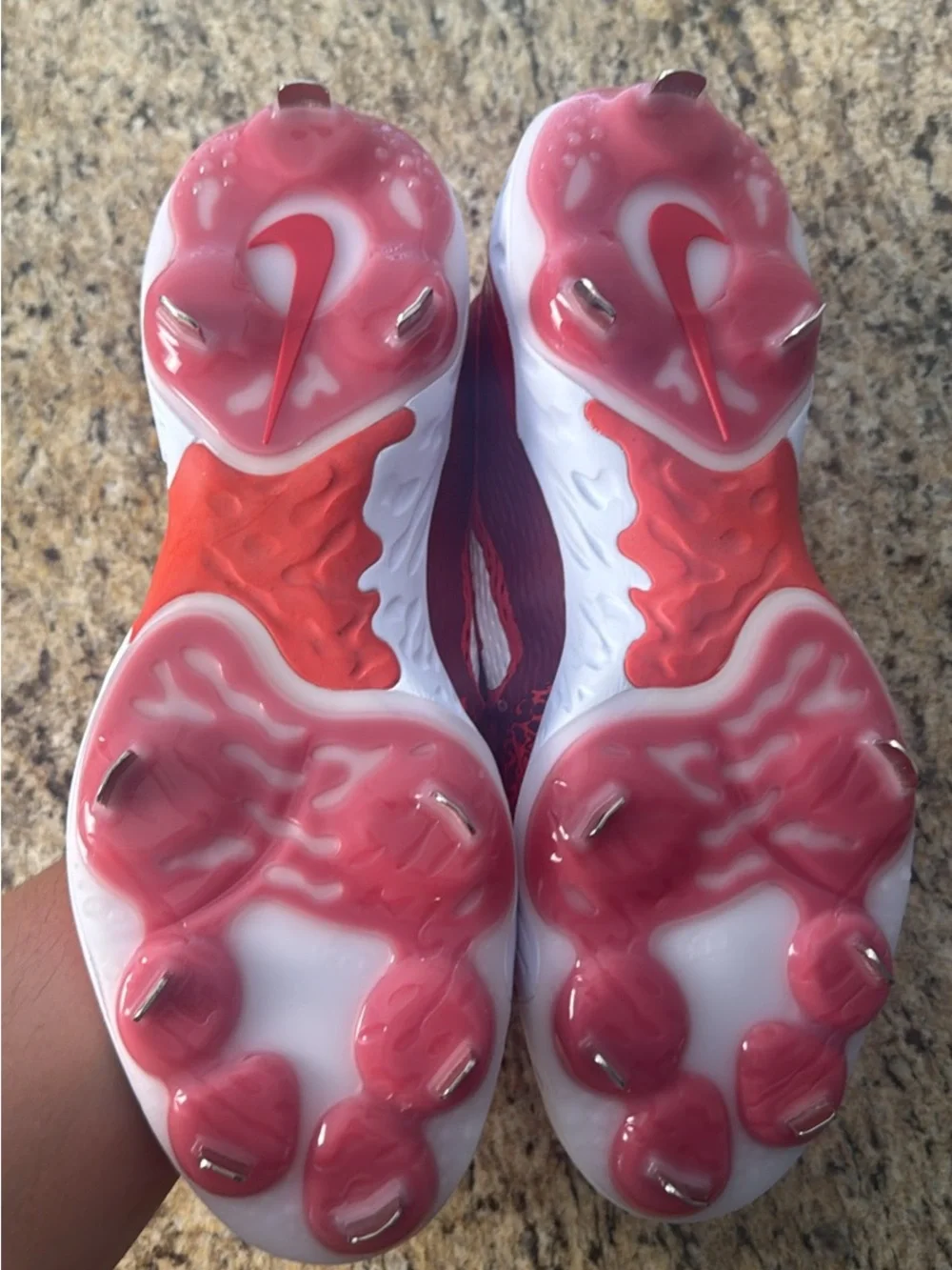 Nike Red and Maroon Baseball Cleats with White Swoosh